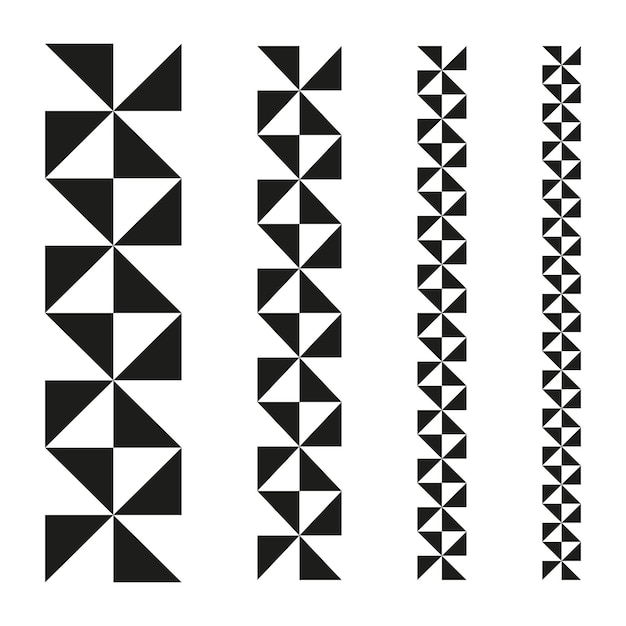 Triangular stripe patterns Abstract vector shapes Geometric repetitive design Black minimal elements