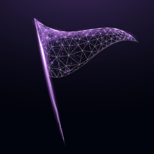 Triangular wireframe flag Waving pennant Design for business financial marketing