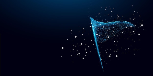 Triangular wireframe flag Waving pennant Design for business financial