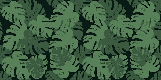 Tropical seamless pattern with exotic palm leaves Vector illustration