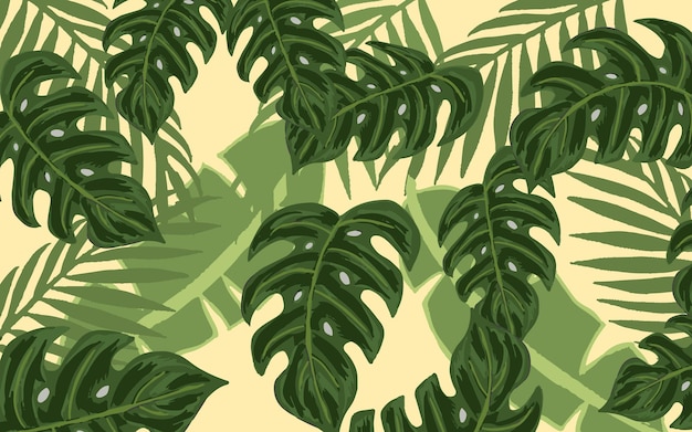 Tropical with monstera and palm