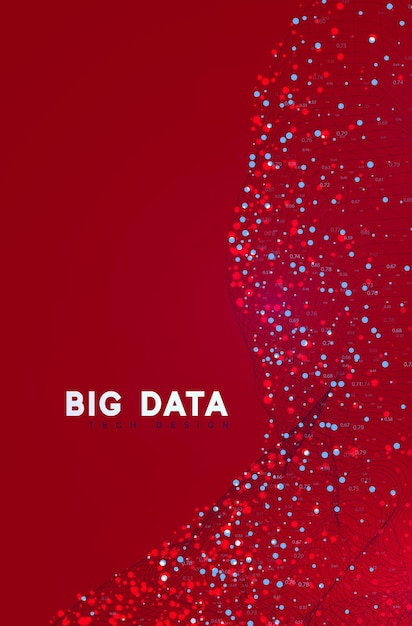 Trực quan hóa dữ liệu lớn. Công nghệ sóng thông tin. Nền trừu tượng tương lai của bigdata kỹ thuật số. Tính toán và xử lý dữ liệu phân tích. minh họa vector