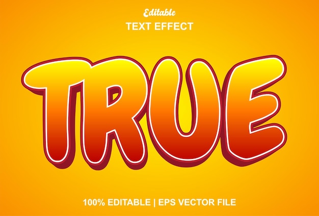 true text effect with orange color and editable