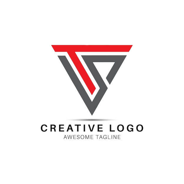 TS letter triangle shape logo design icon