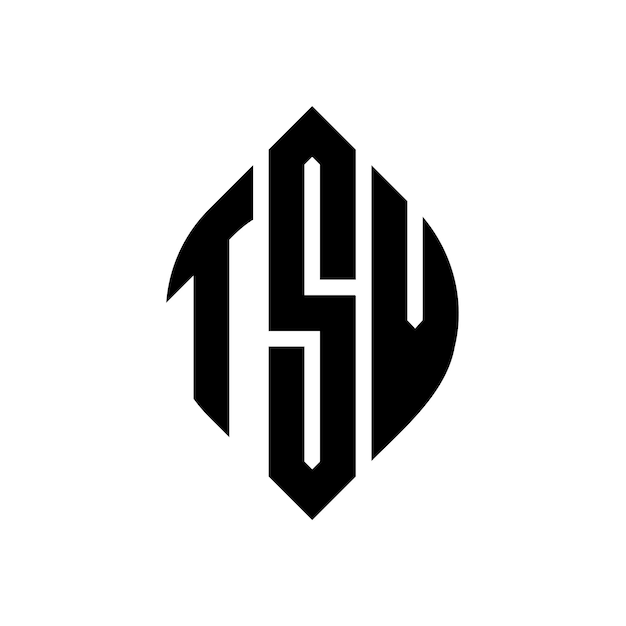 TSV circle letter logo design with circle and ellipse shape TSV ellipse letters with typographic style The three initials form a circle logo TSV Circle Emblem Abstract Monogram Letter Mark Vector