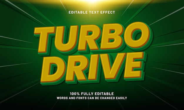 turbo drive editable text effect with a race and speed text style