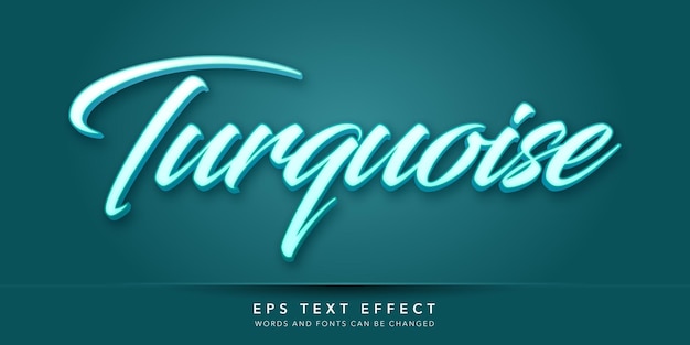 turquoise 3d editable text effect