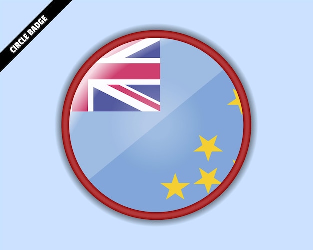 tuvalu flag circle badge vector design rounded sign with reflection