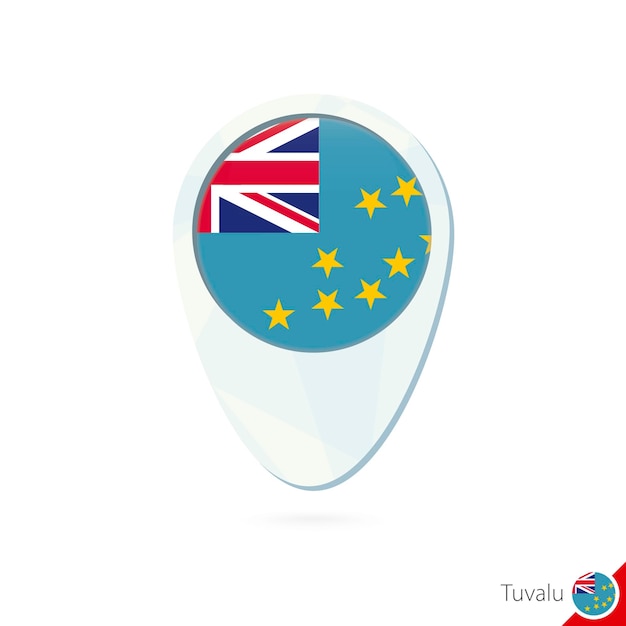 Tuvalu flag location map pin icon on white background