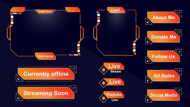 Twitch panel overlay for esports gamer and live streamer