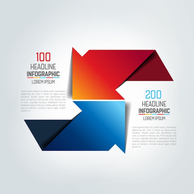 Two arrows in different direction infographic chart scheme diagram