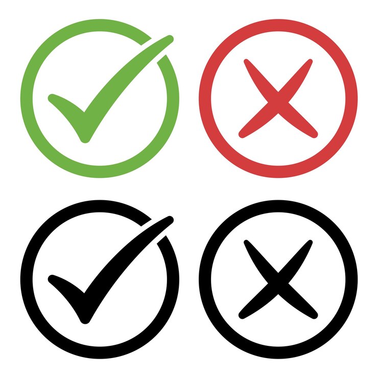 Vector two check and cross marks set