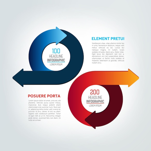 two circle arrows in opposite direction infographic chart scheme diagram