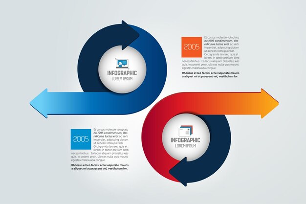 Two circle arrows in opposite direction infographic chart scheme diagram