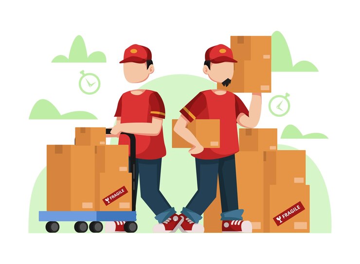 Vector two courier carry package