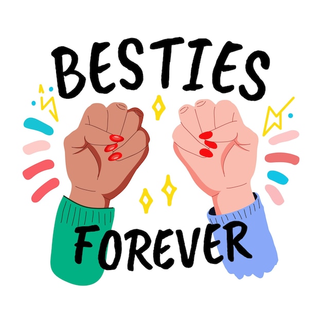 two fists bumping with the text besties forever flat sticker