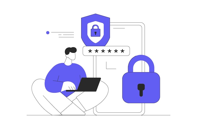 Two step authentication Secure login verification password or sms with push code message on phone