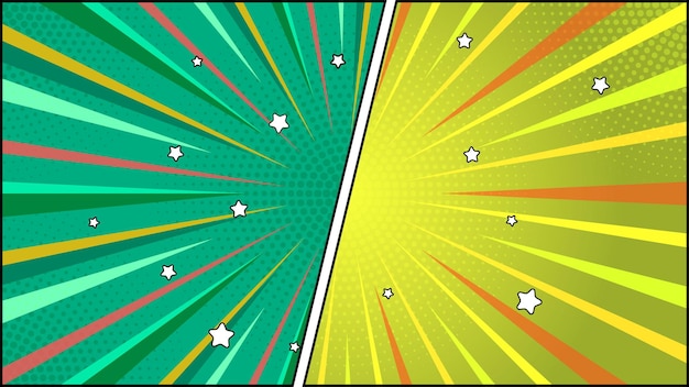 Twocolor retro fight vs comic background with radial speed stripes