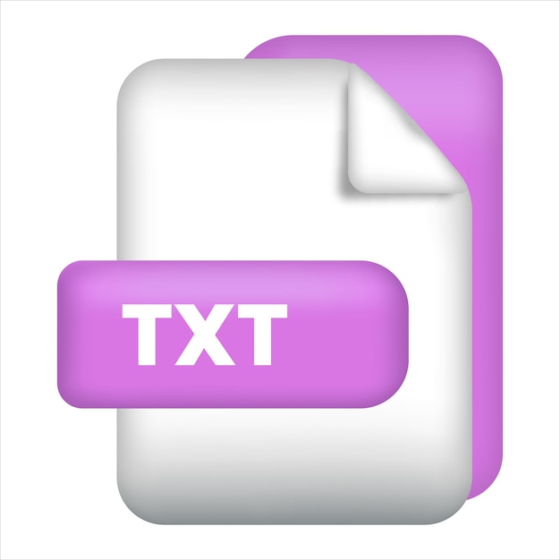 TXT file format icon TXT file format 3d render icon TXT file format document color icon vector