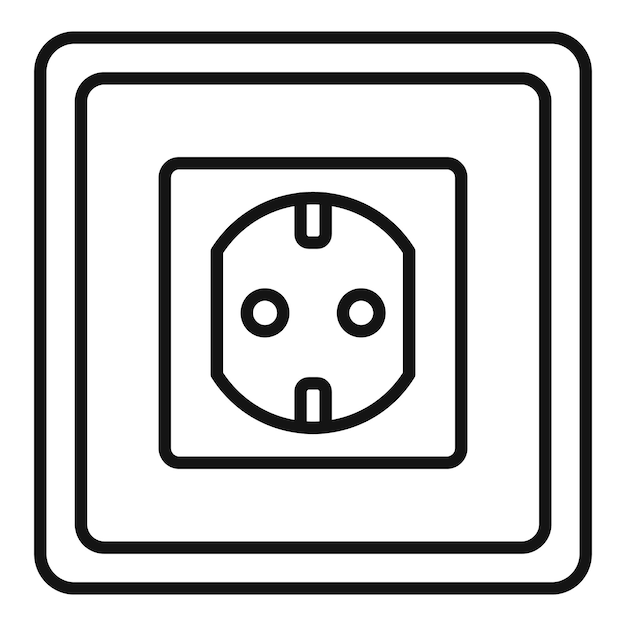 Type f power socket icon Outline type f power socket vector icon for web design isolated on white background
