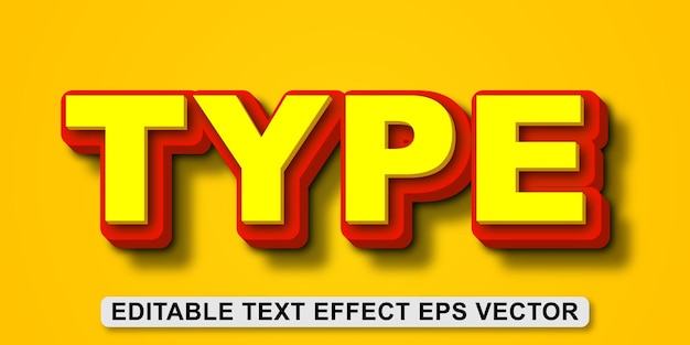 type yellow color editable 3d text effect eps vector