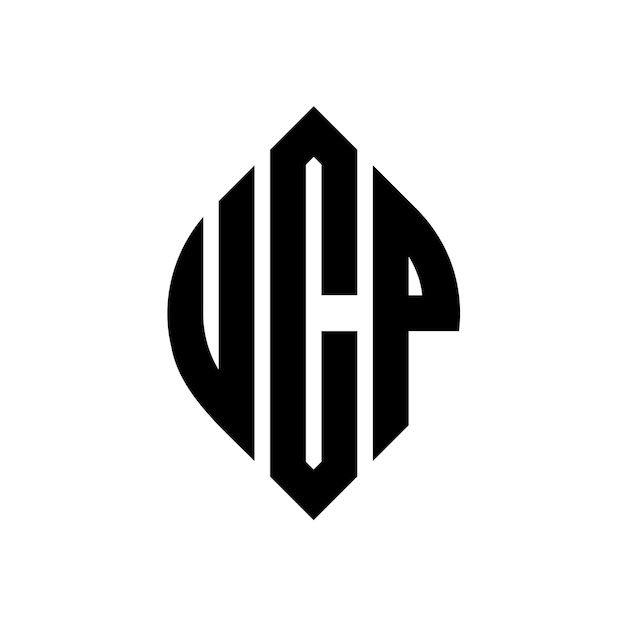 UCP circle letter logo design with circle and ellipse shape UCP ellipse letters with typographic style The three initials form a circle logo UCP Circle Emblem Abstract Monogram Letter Mark Vector