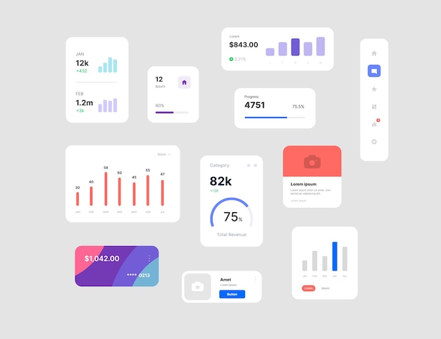 Ui elements for dashboard design use design for web application desktop app interface or website