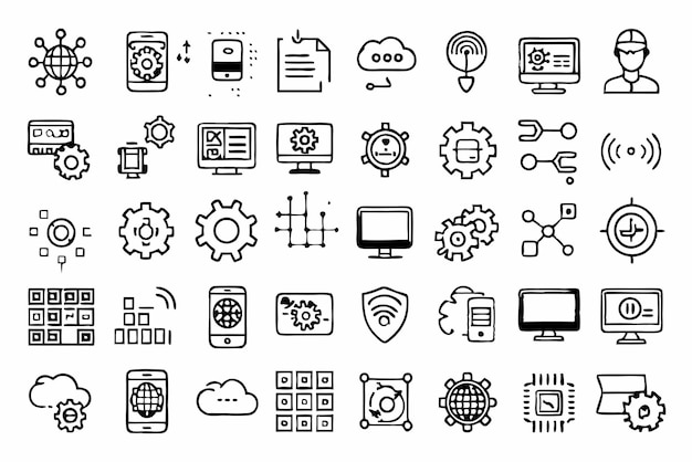 ui it technology icon collection vector illustration