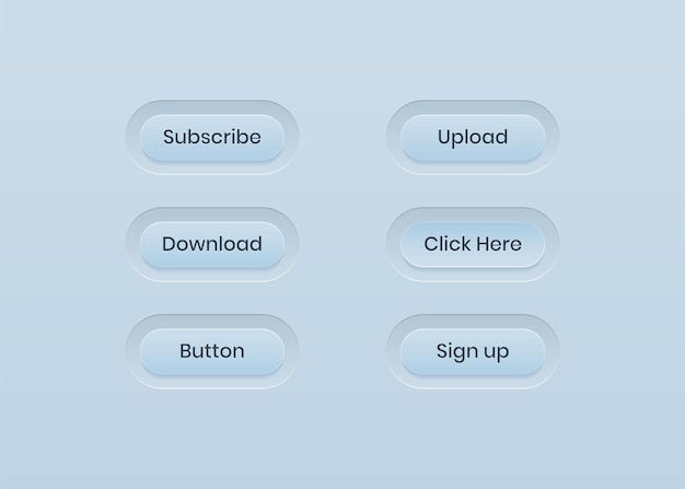 UI, UX buttons design set. Trendy soft UI button with shadow