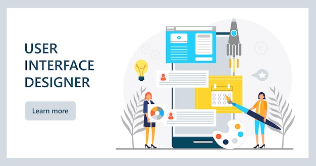 UI UX concept vector Web designers are creating design of landing page User interface and user experience for construction of responsible website