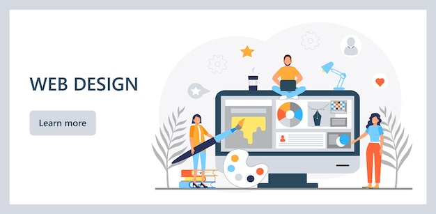 UI UX concept vector Web designers are creating design of landing page User interface and user experience for construction of responsible website