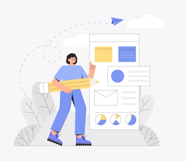 UI UX design concept of creating an application. Process of creating website template and programming.