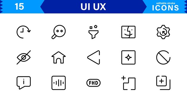 ui ux design icons focused on interface navigation prototyping and user flow presented in a minimal modern and highquality vector format