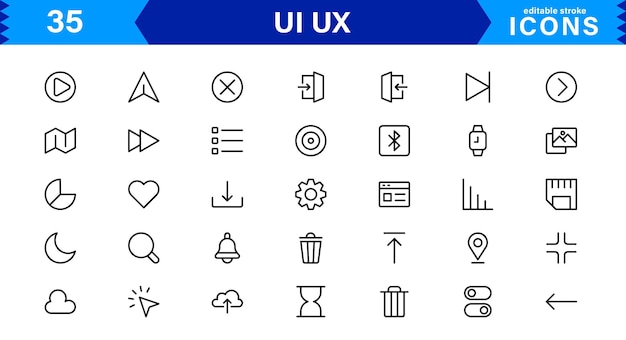 ui ux design icons focused on interface navigation prototyping and user flow presented in a minimal modern and highquality vector format