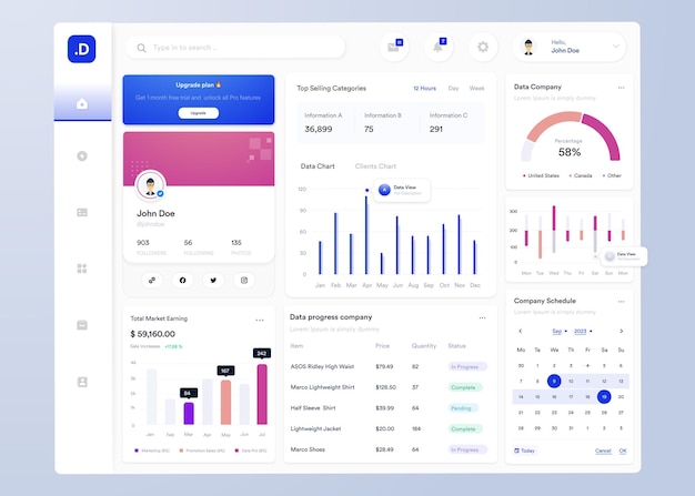 ui ux infographic dashboard ui design with graphs charts and diagrams web interface template