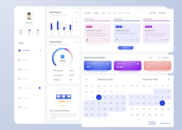 ui ux infographic dashboard ui design with graphs charts and diagrams web interface template