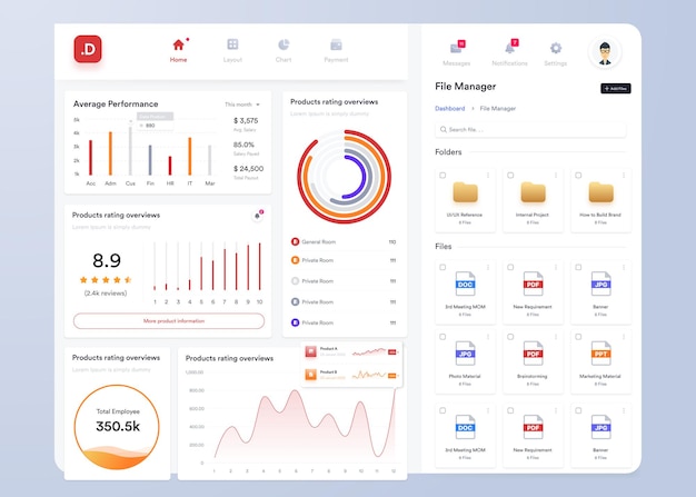 ui ux infographic dashboard ui design with graphs charts and diagrams web interface template