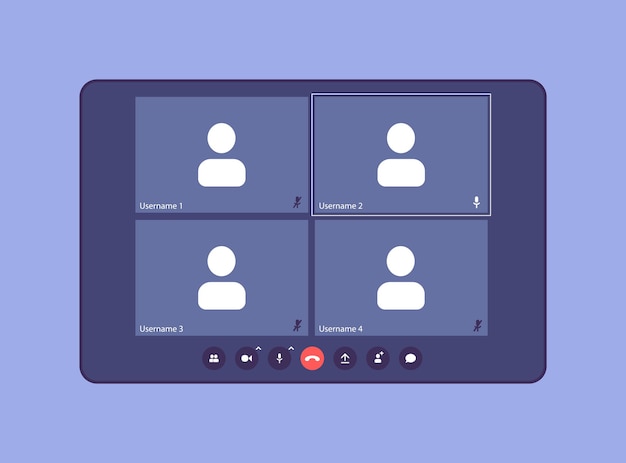 ui ux template for video conferencing and meetings application on desktop four users