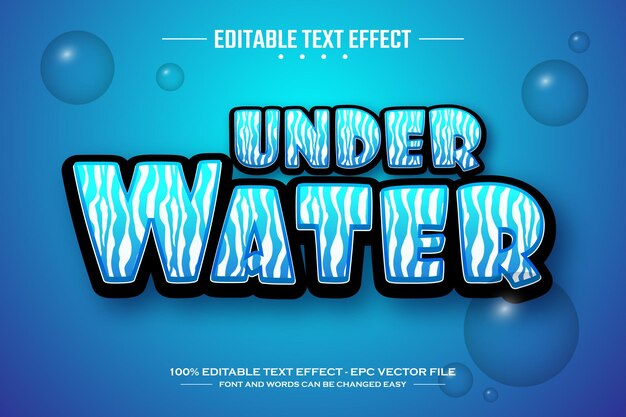 under water 3d editable text effect template
