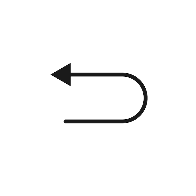 Undo arrow line on white background Left turn direction symbol Navigation pointer sign Vector