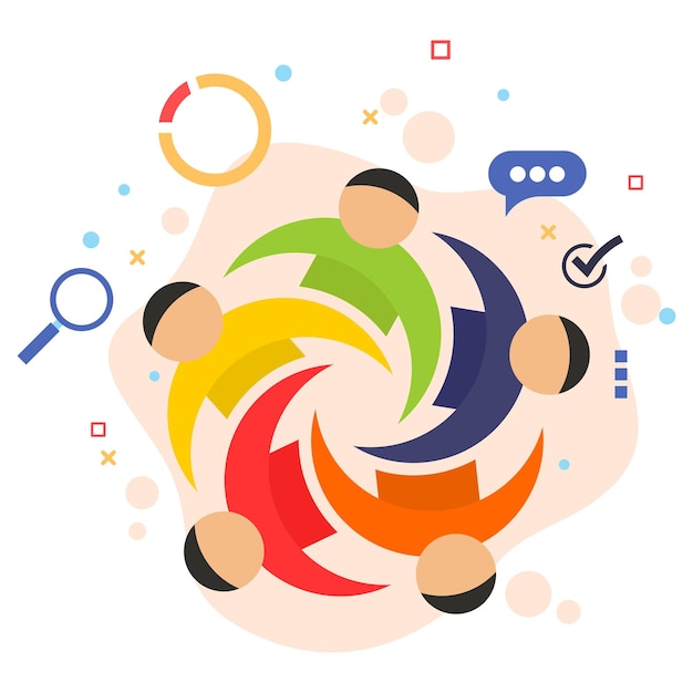 unionized employee concept, hrm symbol, labor union vector color icon design, common interest group