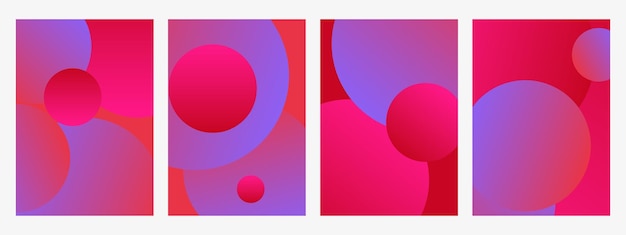 Unique gradient poster background vector set Minimalist style cover template with vibrant perspect