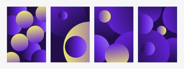 Unique gradient poster background vector set Minimalist style cover template with vibrant perspect