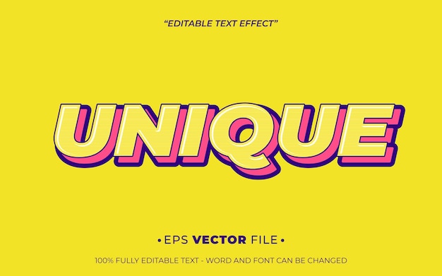 unique text effect 3d editable vector
