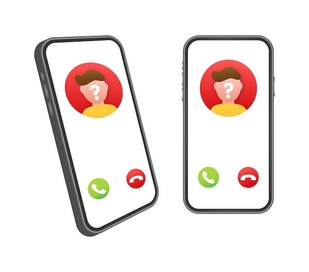 Unknown person call on smartphone screen Incoming call Vector stock illustration