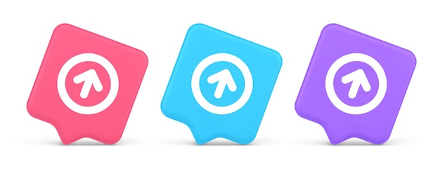 Up arrow round border button cyberspace navigation pointer 3d realistic icon