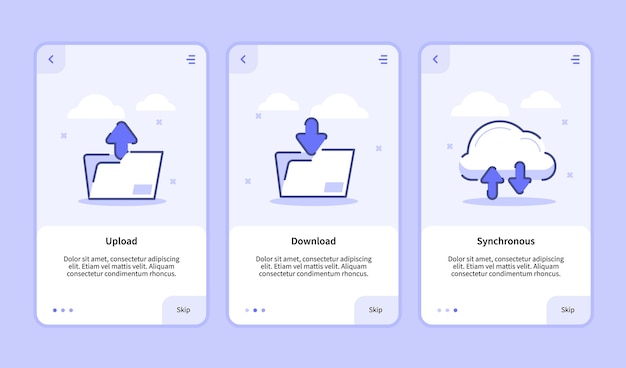 Upload download synchronous onboarding screen