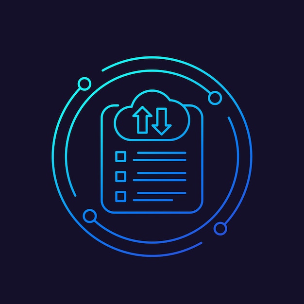 Upload files line icon with a cloud
