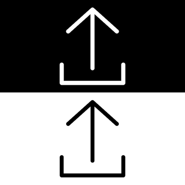 Upload Icon Vector Black and White Version Design Template