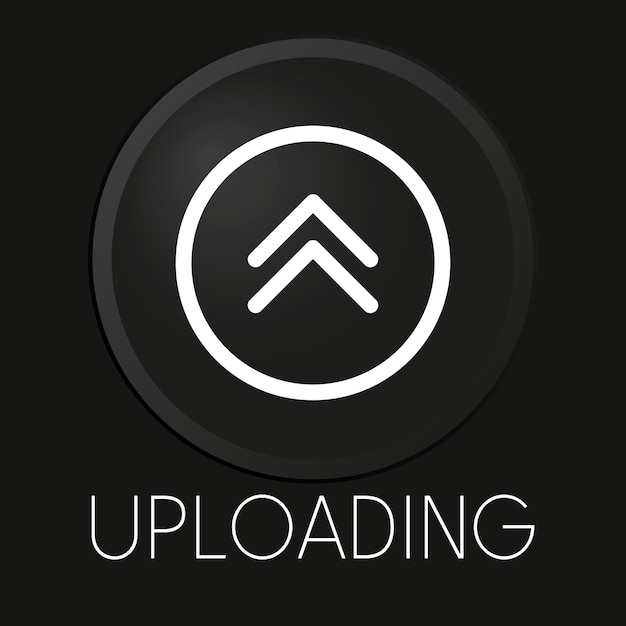 uploading minimal vector line icon on 3d button isolated on black background premium vector